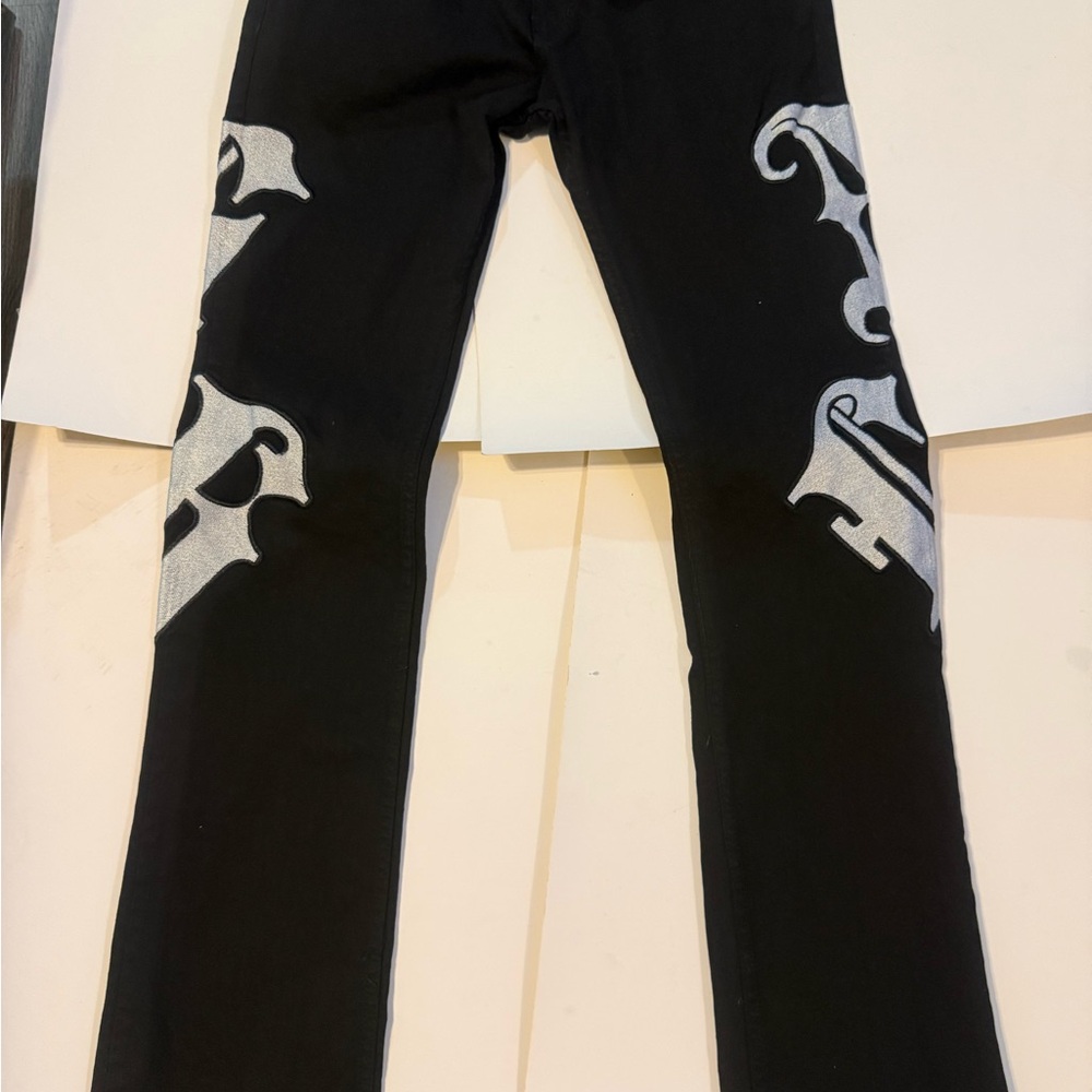 FWRD DENIM / Men Black Chinos with White Graphic Design